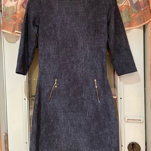 Elegant Navy Dress with Gold Accents